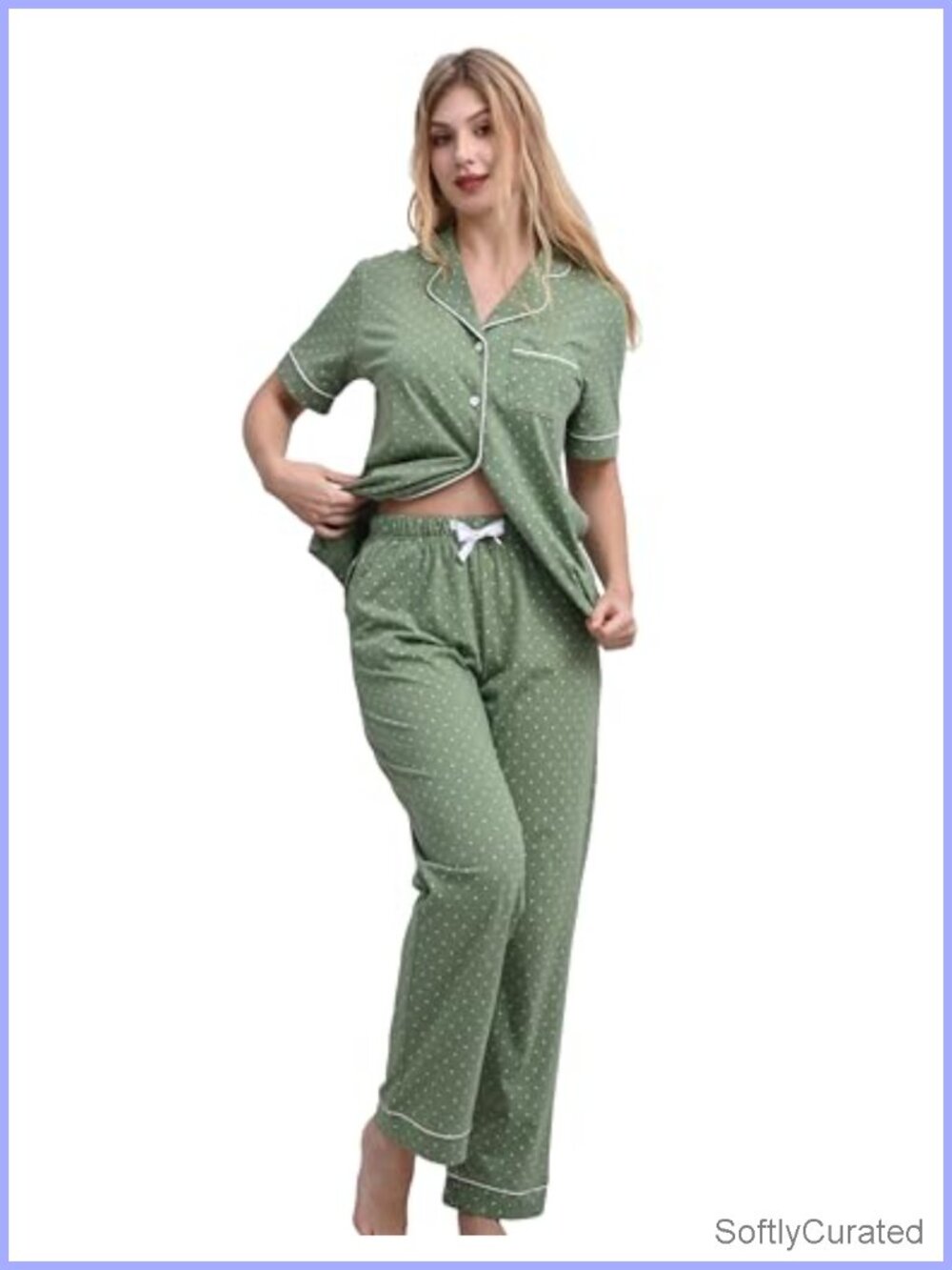 100% Cotton Women's Pajama Set Short Sleeve Button Down 2 Piece Lounge Set with